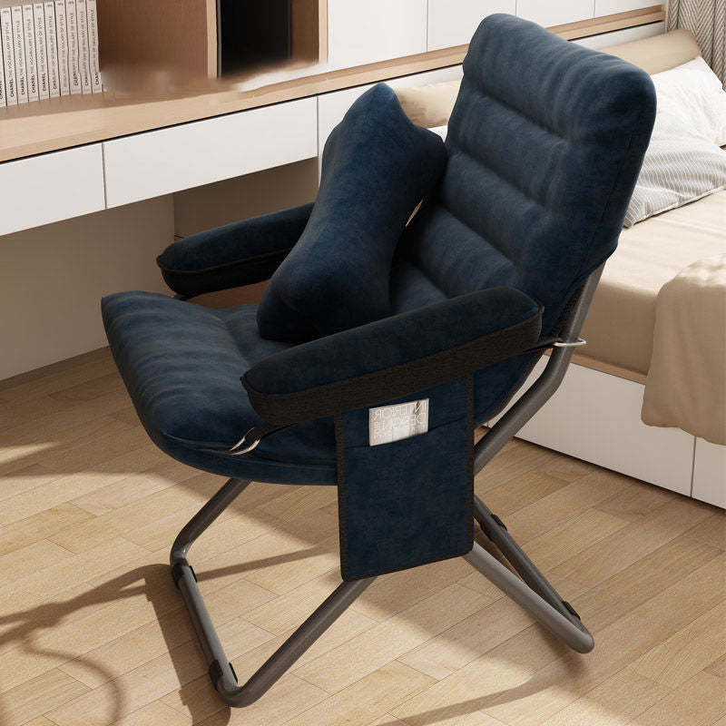 Modern Velvet Metal Cotton Foldable Recliner with Footrest — With Footrest / Yellow