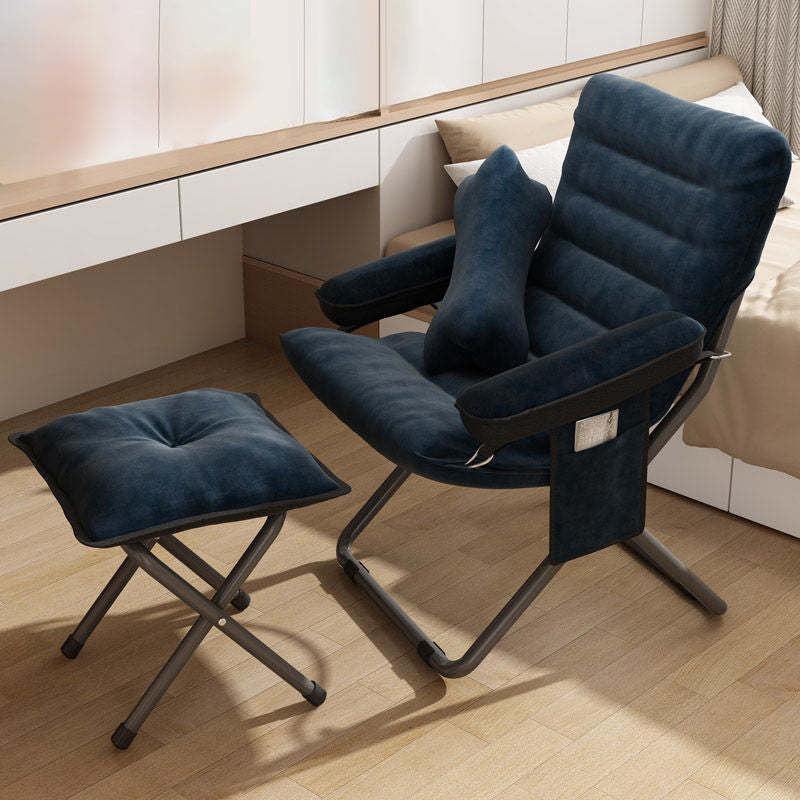 Modern Velvet Metal Cotton Foldable Recliner with Footrest — With Footrest / Green