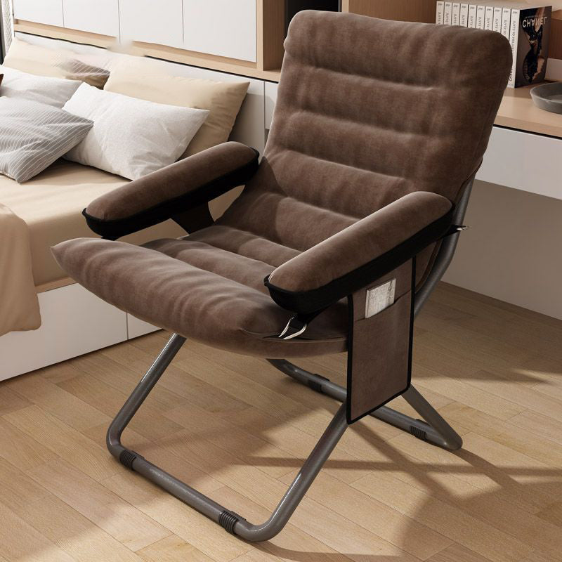 Modern Velvet Metal Cotton Foldable Recliner with Footrest — With Footrest / Dark Blue
