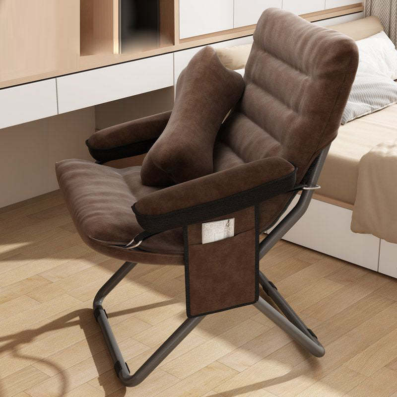 Modern Velvet Metal Cotton Foldable Recliner with Footrest — With Footrest / Brown