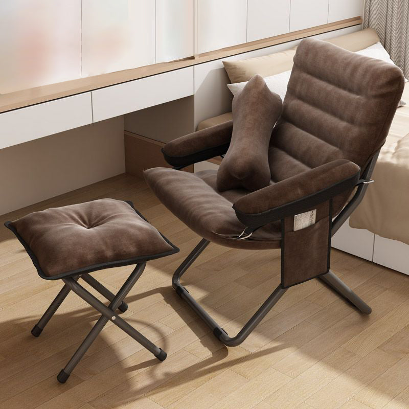 Modern Velvet Metal Cotton Foldable Recliner with Footrest — With Footrest / Light Blue