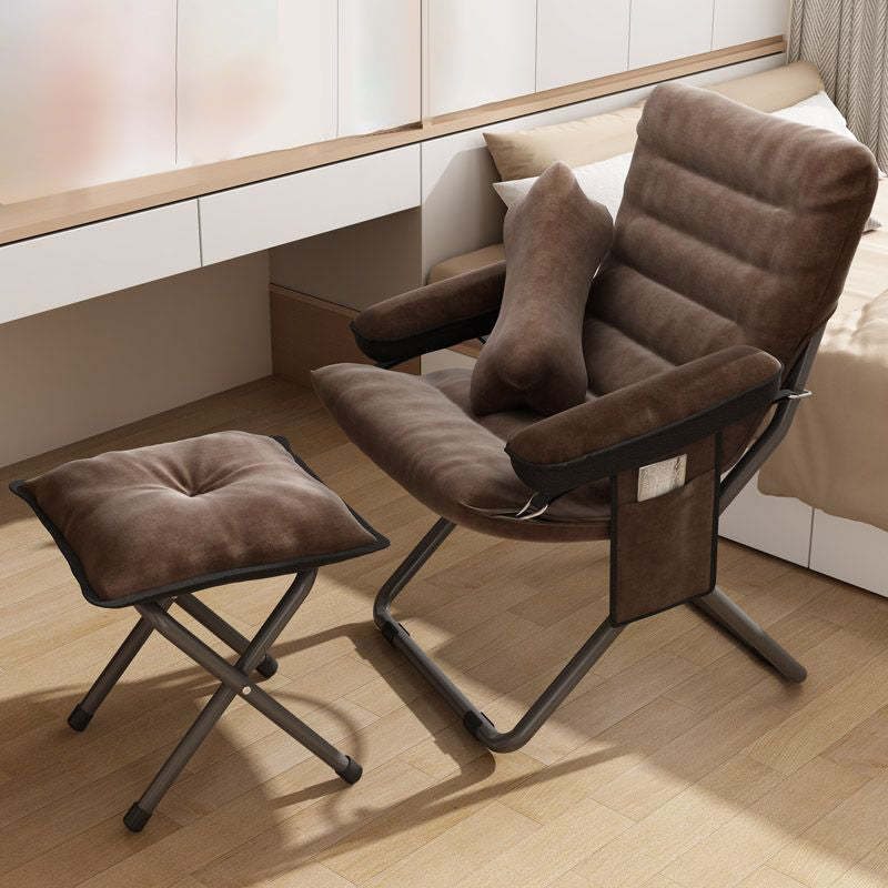 Modern Velvet Metal Cotton Foldable Recliner with Footrest — With Footrest / Light Blue
