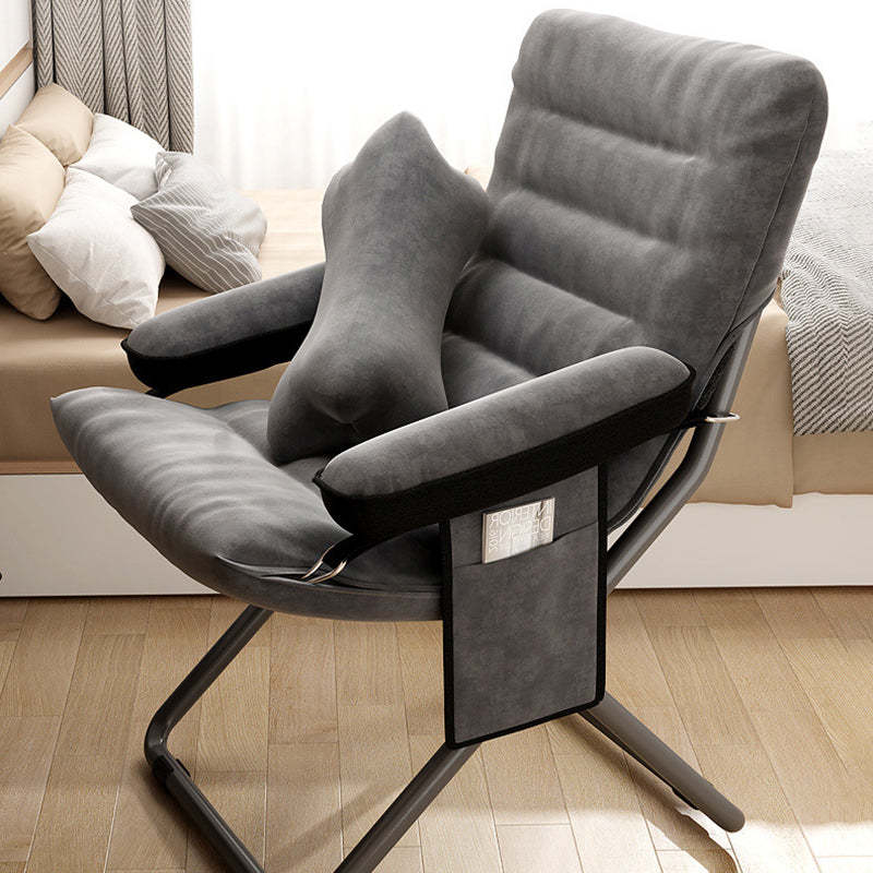 Modern Velvet Metal Cotton Foldable Recliner with Footrest — Only Chair / Brown
