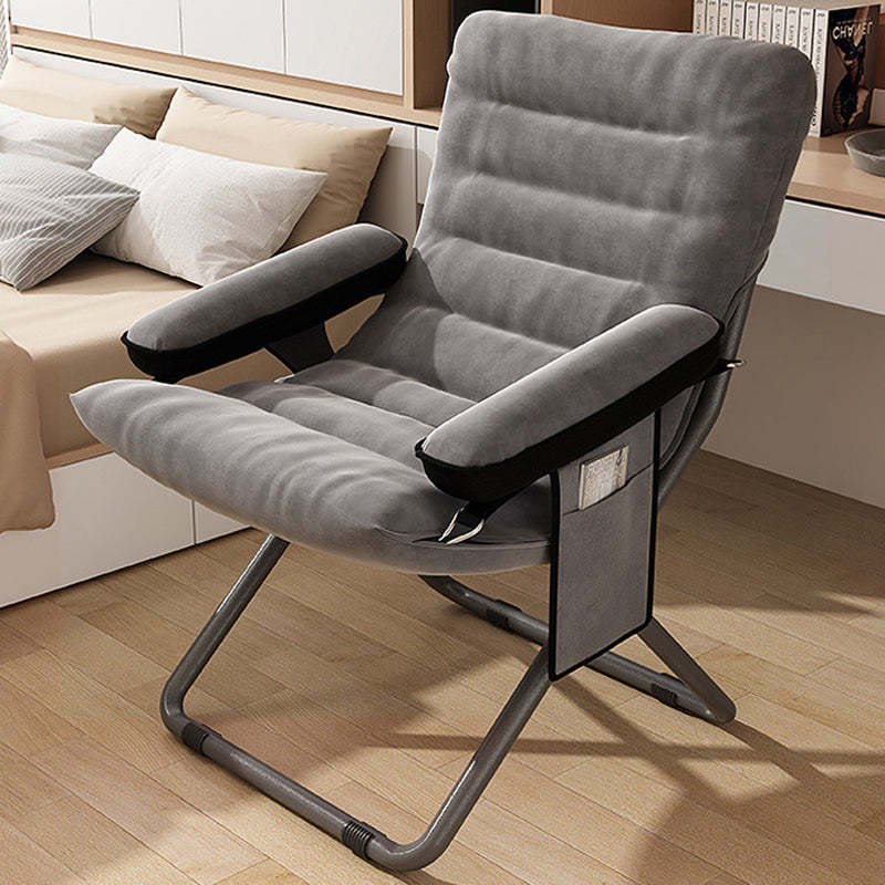 Modern Velvet Metal Cotton Foldable Recliner with Footrest — Only Chair / Dark Blue