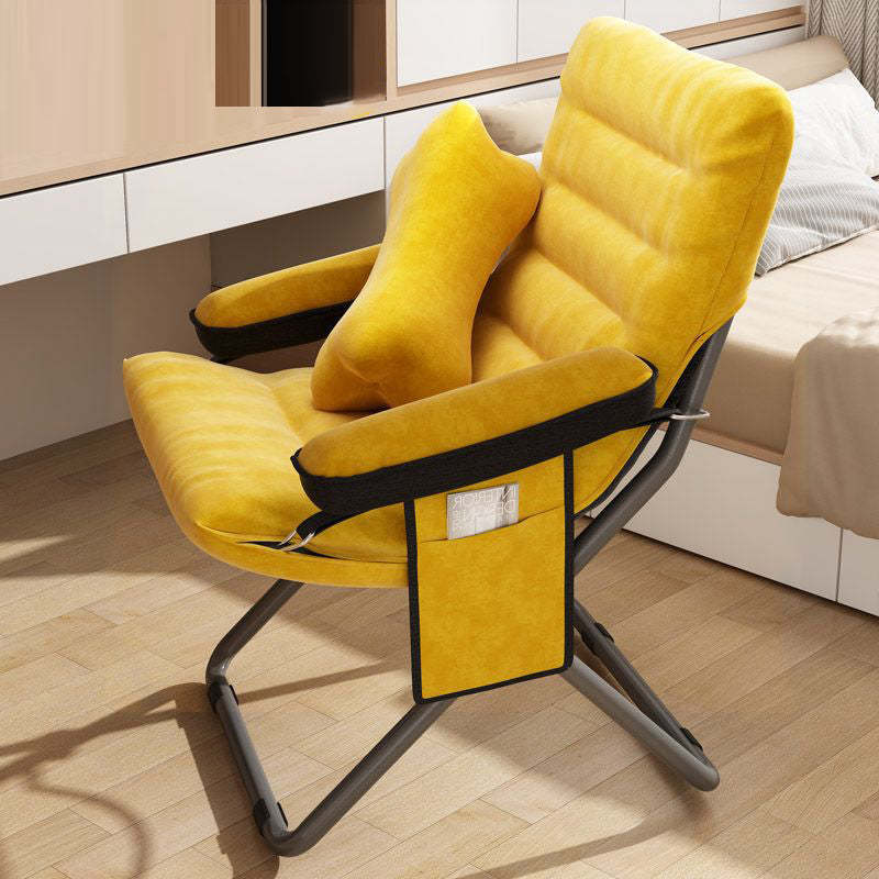 Modern Velvet Metal Cotton Foldable Recliner with Footrest — Only Chair / Red