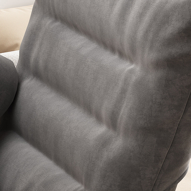 Modern Velvet Metal Cotton Foldable Recliner with Footrest — Only Chair / Gray