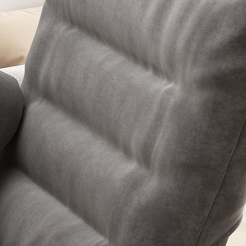 Modern Velvet Metal Cotton Foldable Recliner with Footrest — Only Chair / Gray