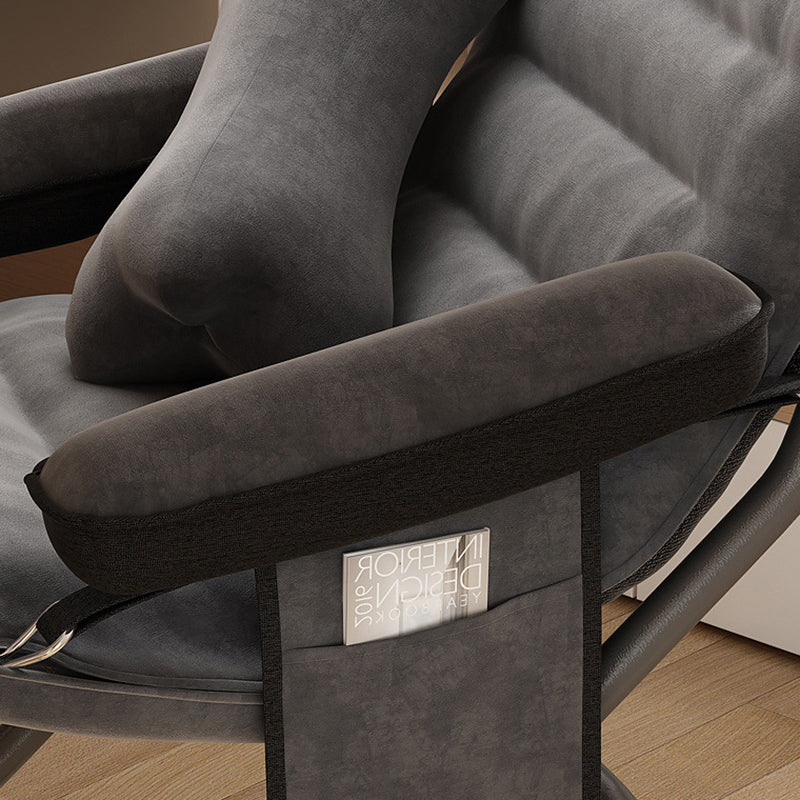 Modern Velvet Metal Cotton Foldable Recliner with Footrest — Only Chair / Yellow