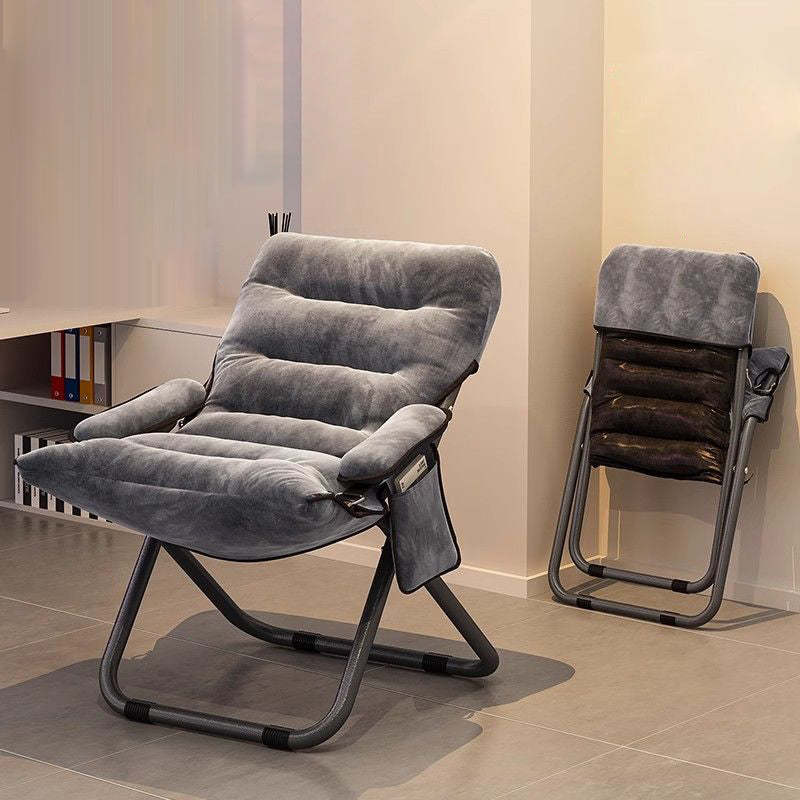 Modern Velvet Metal Cotton Foldable Recliner with Footrest — Only Chair / Green