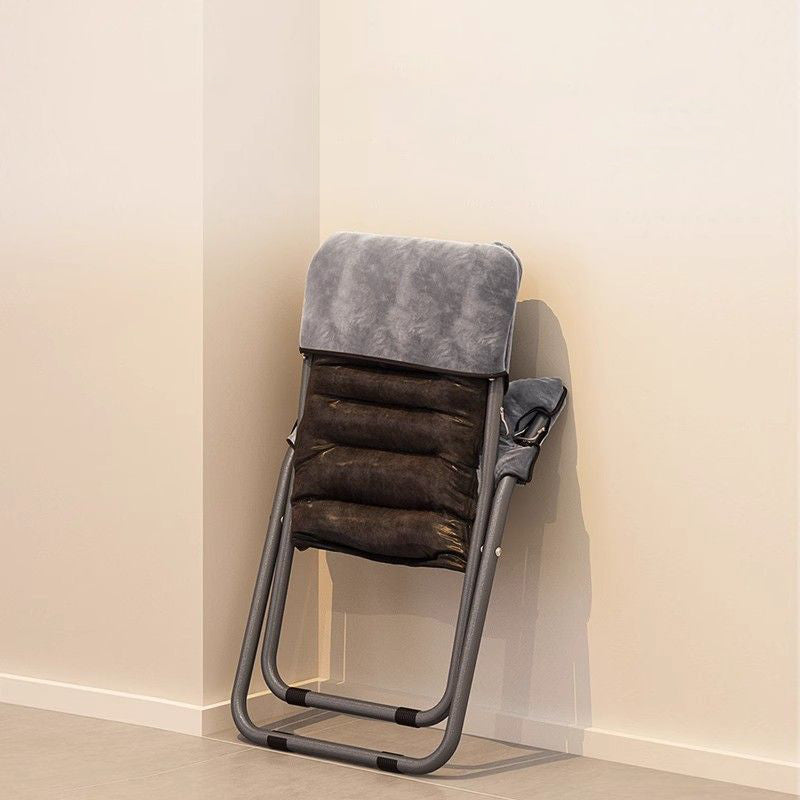 Modern Velvet Metal Cotton Foldable Recliner with Footrest — Only Chair / Light Blue