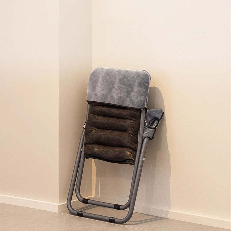 Modern Velvet Metal Cotton Foldable Recliner with Footrest — Only Chair / Light Blue