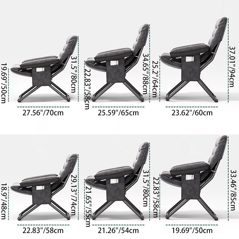 Modern Velvet Metal Cotton Foldable Recliner with Footrest — Only Chair / Orange
