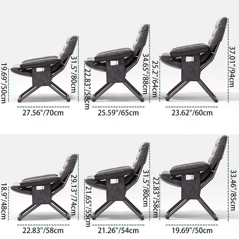 Modern Velvet Metal Cotton Foldable Recliner with Footrest — Only Chair / Orange