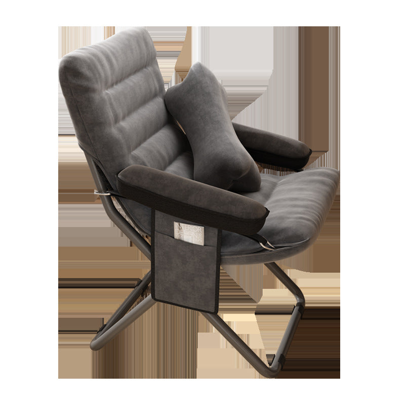 Modern Velvet Metal Cotton Foldable Recliner with Footrest — With Footrest / Orange