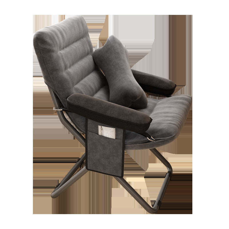 Modern Velvet Metal Cotton Foldable Recliner with Footrest — With Footrest / Orange