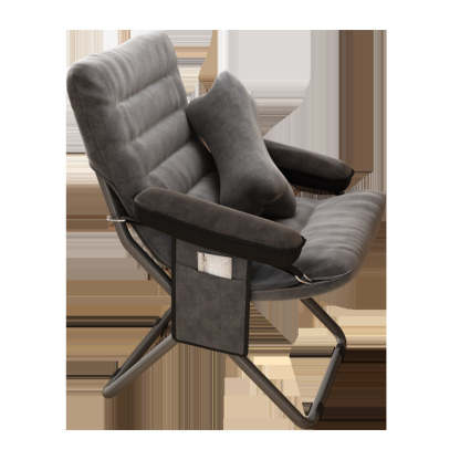 Modern Velvet Metal Cotton Foldable Recliner with Footrest — With Footrest / Orange