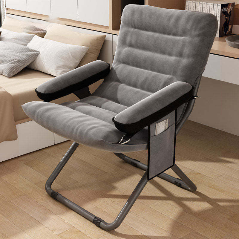 Modern Velvet Metal Cotton Foldable Recliner with Footrest — With Pillow / Green