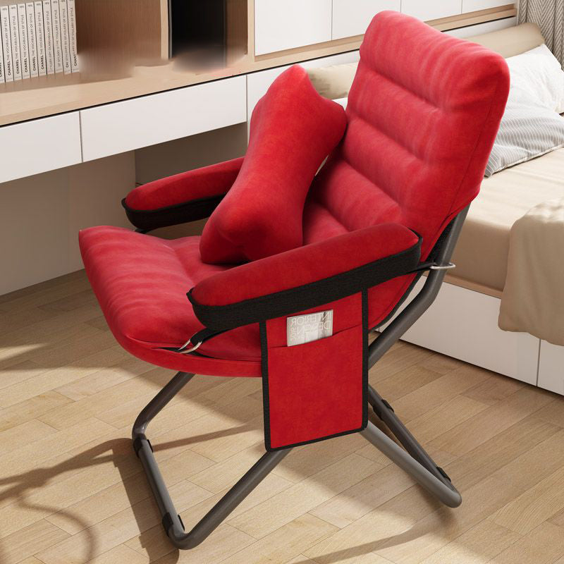 Modern Velvet Metal Cotton Foldable Recliner with Footrest — With Pillow / Gray