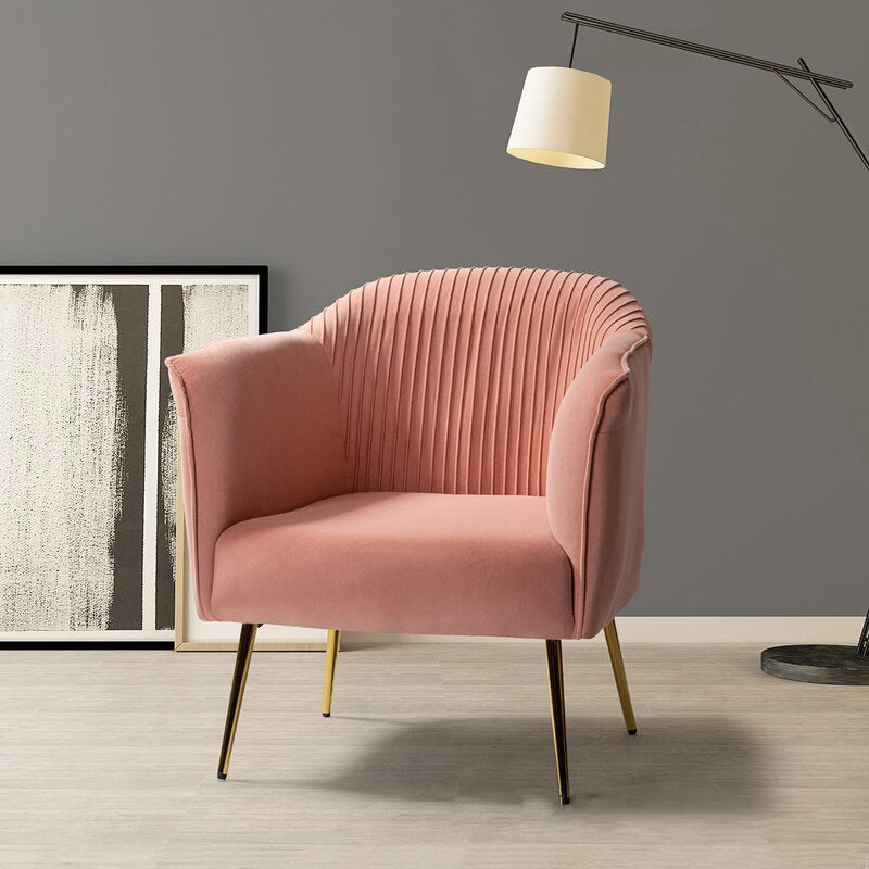 Scandinavian Velvet Iron Striped Accent Chair — Peacock Blue