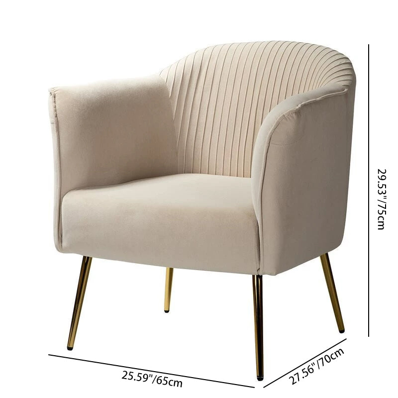 Scandinavian Velvet Iron Striped Accent Chair