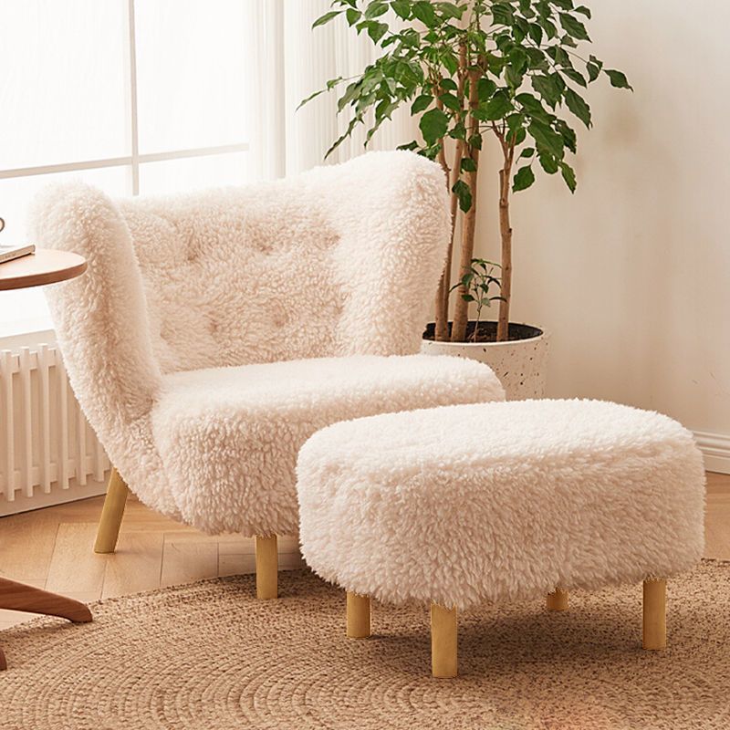 Nordic Lambswool Corduroy Wood Accent Chair