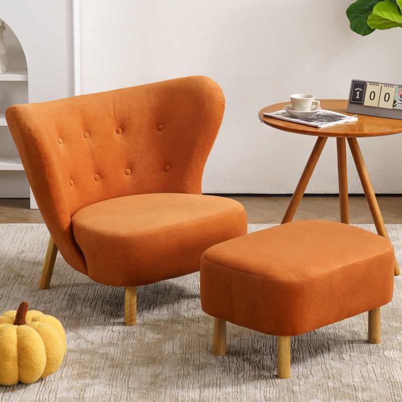 Nordic Lambswool Corduroy Wood Accent Chair — Without Footrest / Lambswool - Brown