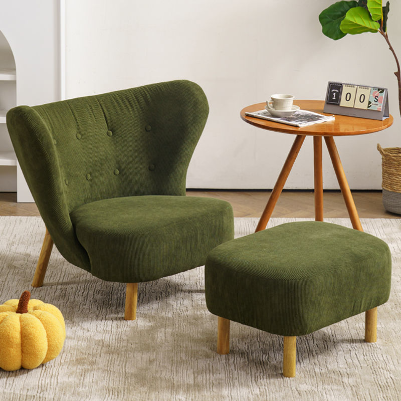 Nordic Lambswool Corduroy Wood Accent Chair