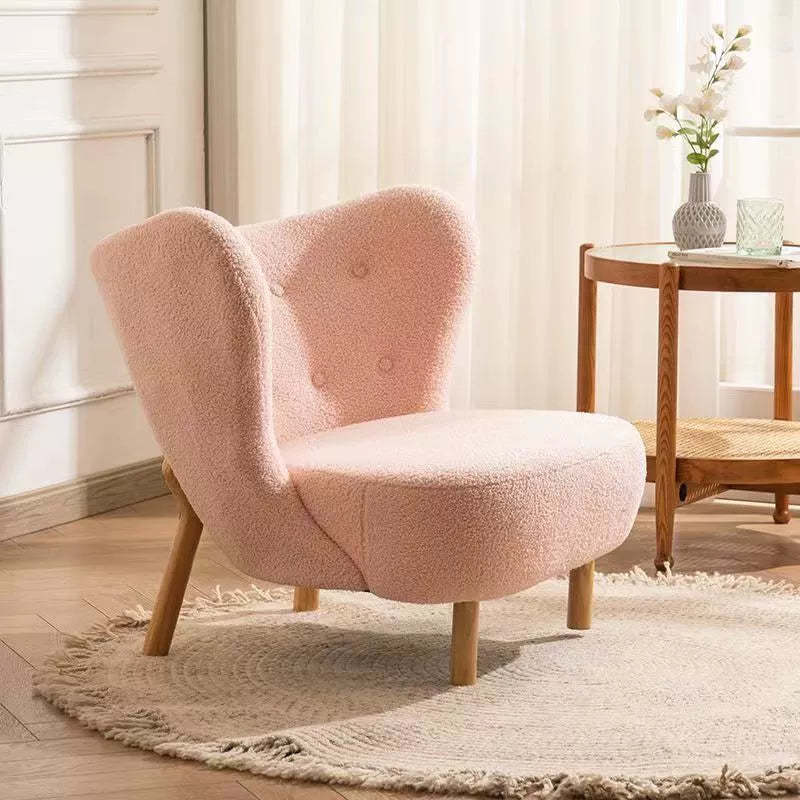 Nordic Lambswool Corduroy Wood Accent Chair