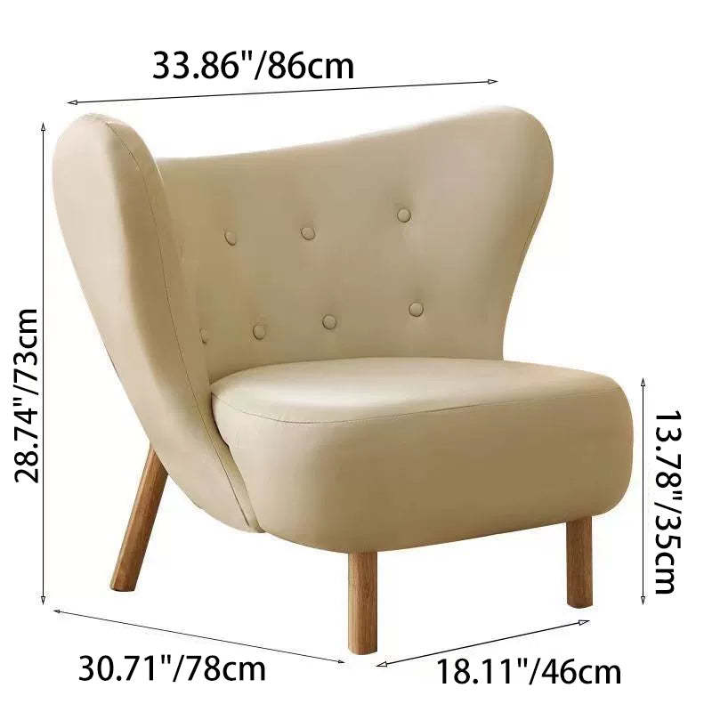 Nordic Lambswool Corduroy Wood Accent Chair — With Footrest / Lambswool - White