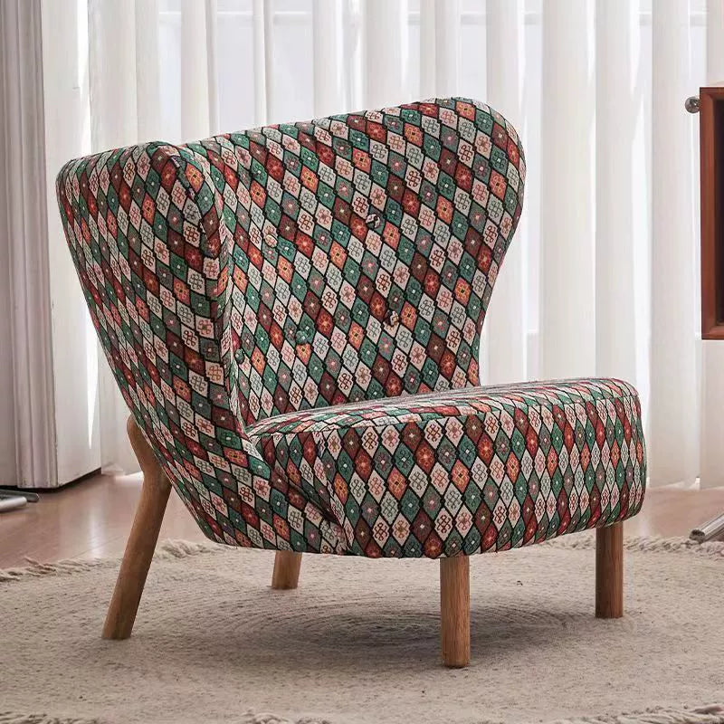 Nordic Lambswool Corduroy Wood Accent Chair — With Footrest / Plush - White - Removable Cushion