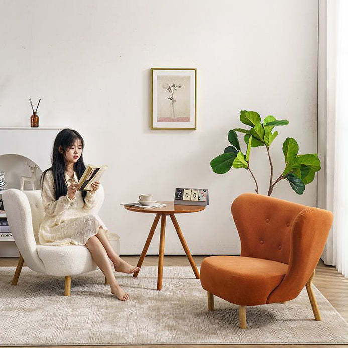 Nordic Lambswool Corduroy Wood Accent Chair