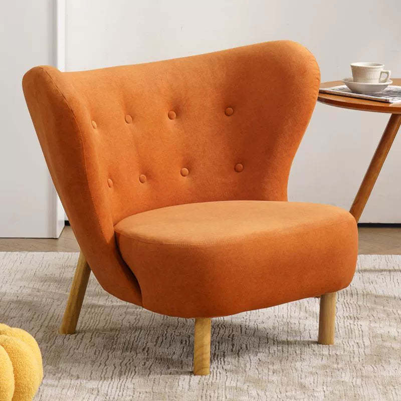 Nordic Lambswool Corduroy Wood Accent Chair — With Footrest / Leather - Brown