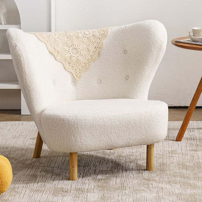 Nordic Lambswool Corduroy Wood Accent Chair — With Footrest / Gothic Lattice - Fabric