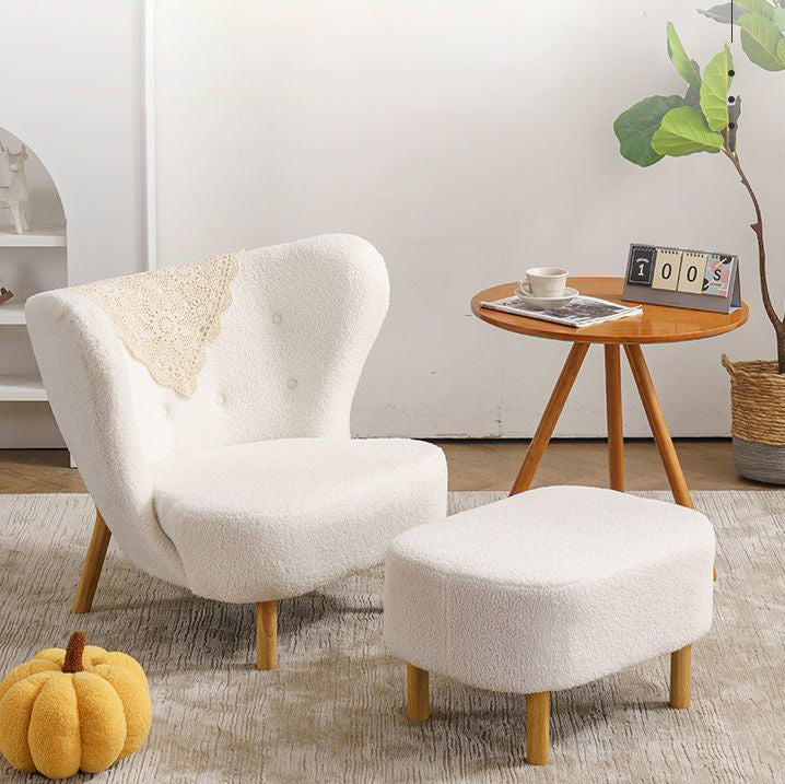 Nordic Lambswool Corduroy Wood Accent Chair