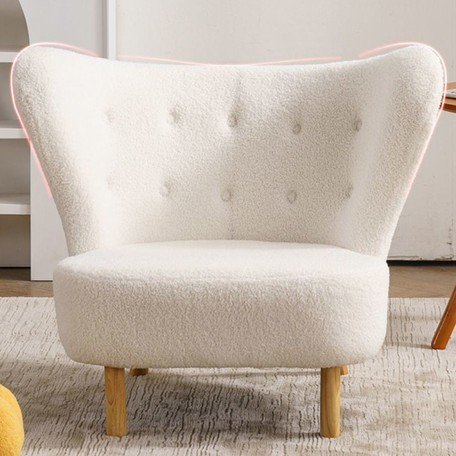 Nordic Lambswool Corduroy Wood Accent Chair — Without Footrest / Lambswool - Pink