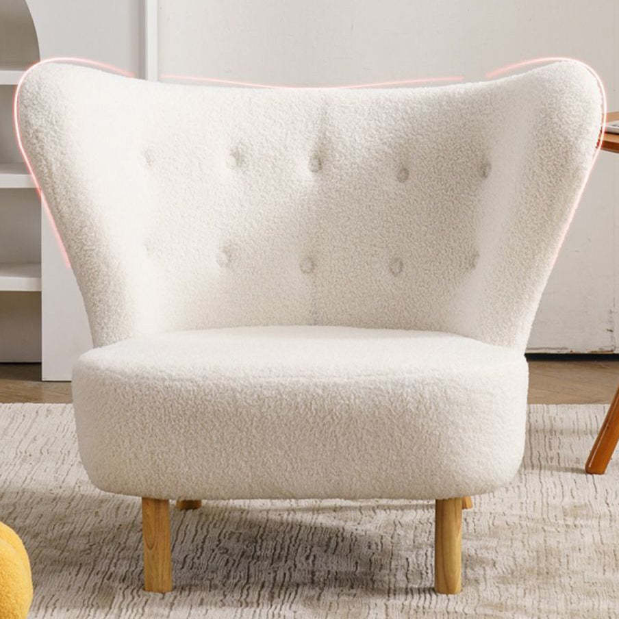 Nordic Lambswool Corduroy Wood Accent Chair — Without Footrest / Lambswool - Pink