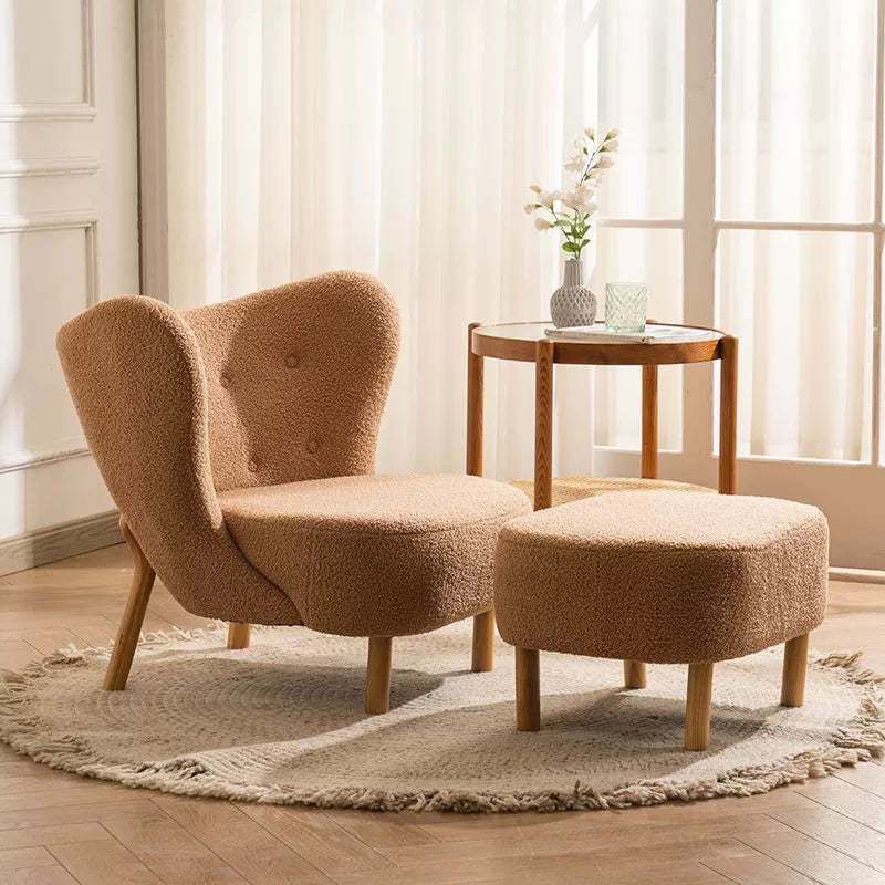 Nordic Lambswool Corduroy Wood Accent Chair