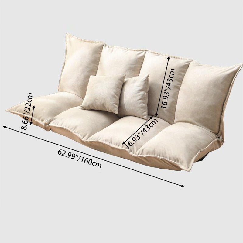 Modern Linen Tofu Foldable Lazy Sofa — With 2 Pillows / White