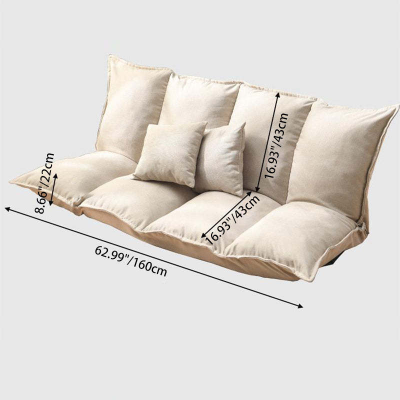 Modern Linen Tofu Foldable Lazy Sofa — With 2 Pillows / White