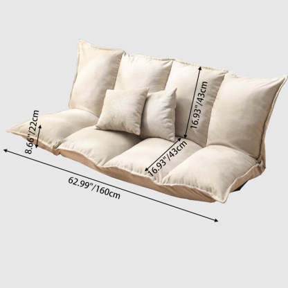 Modern Linen Tofu Foldable Lazy Sofa — With 2 Pillows / White