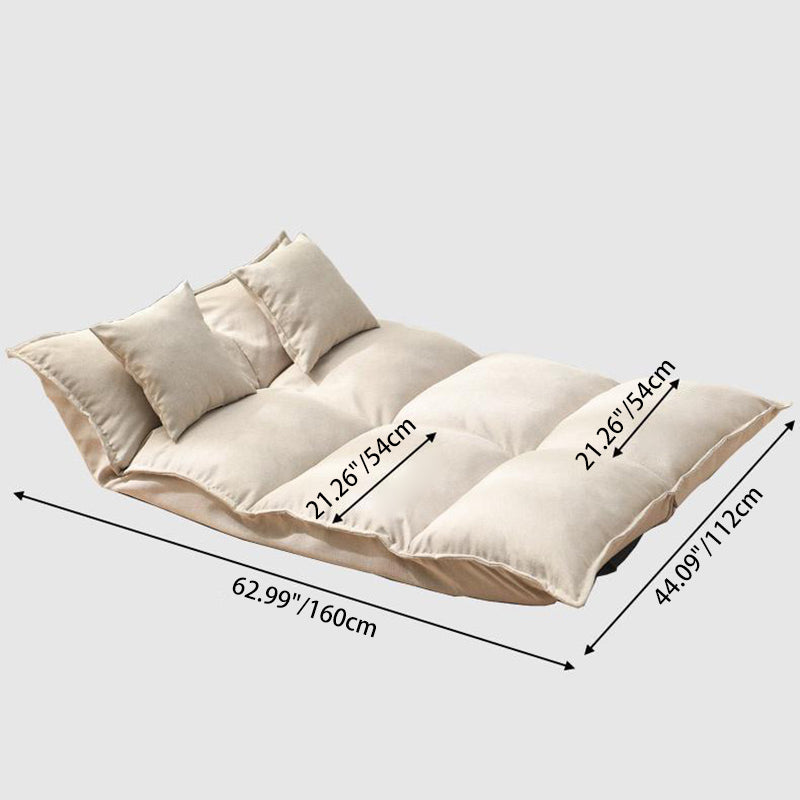 Modern Linen Tofu Foldable Lazy Sofa — With 2 Pillows / Yellow