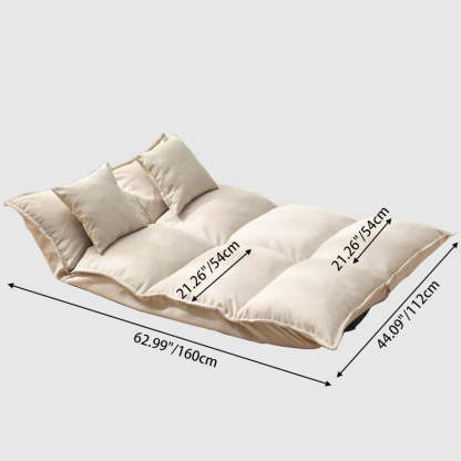 Modern Linen Tofu Foldable Lazy Sofa — With 2 Pillows / Yellow