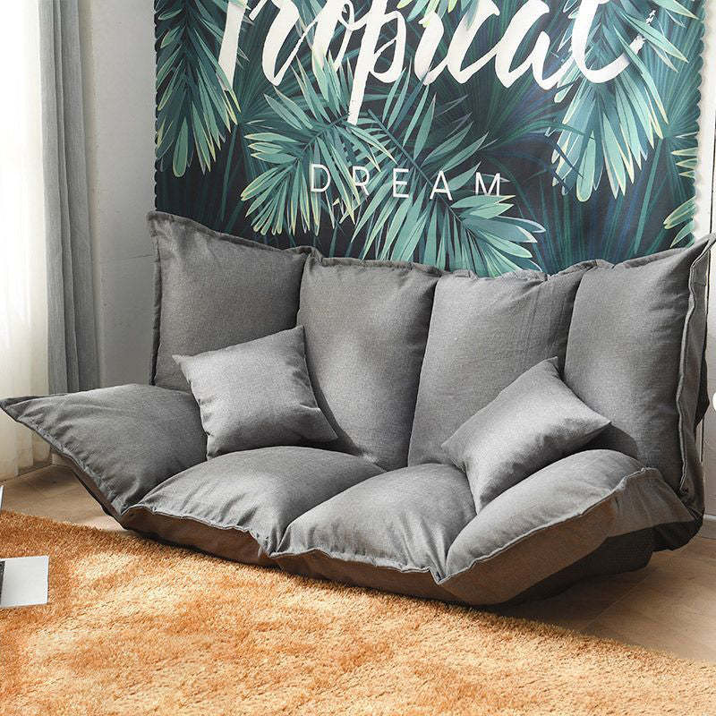 Modern Linen Tofu Foldable Lazy Sofa — Without 2 Pillows / Gray