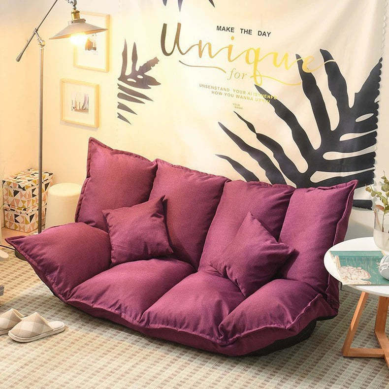 Modern Linen Tofu Foldable Lazy Sofa — Without 2 Pillows / Light Blue