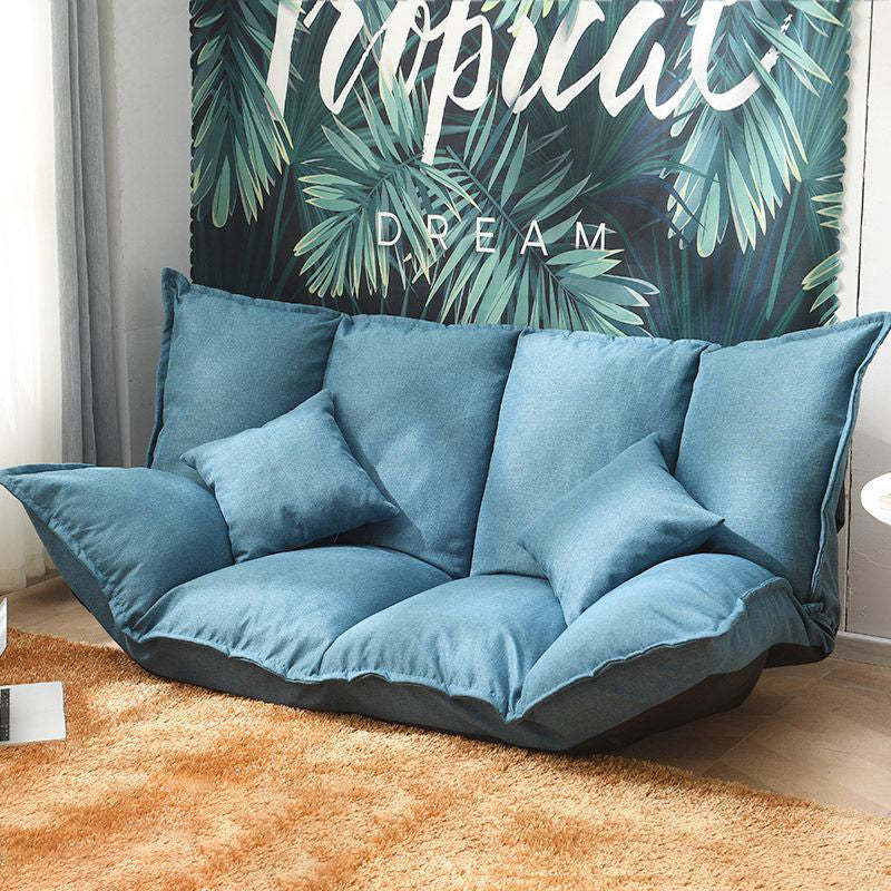 Modern Linen Tofu Foldable Lazy Sofa — Without 2 Pillows / Purple