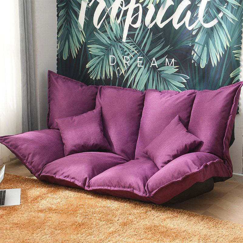 Gray linen lazy sofa sofas - minimalist — Without 2 Pillows / Purple