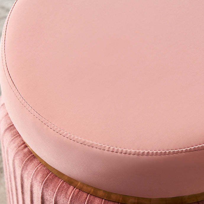 Scandinavian Velvet Wood Round Striped Backless Vanity Stool