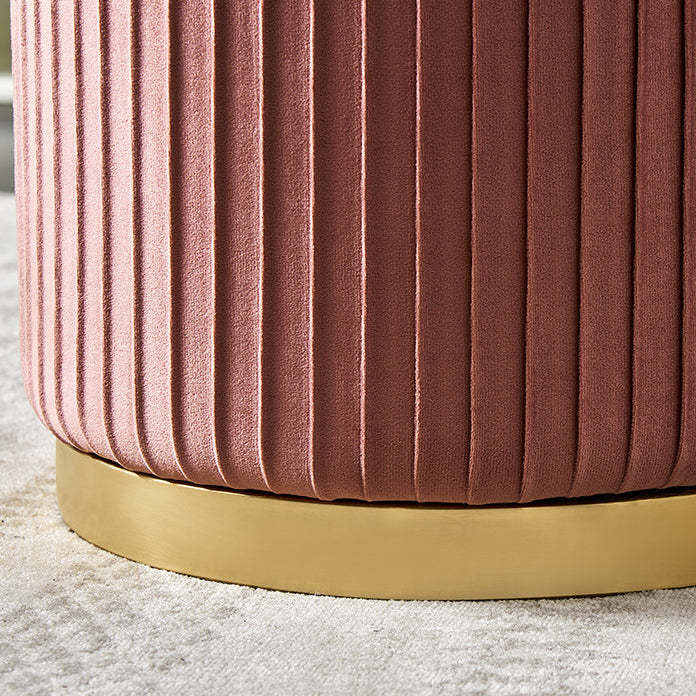 Scandinavian Velvet Wood Round Striped Backless Vanity Stool