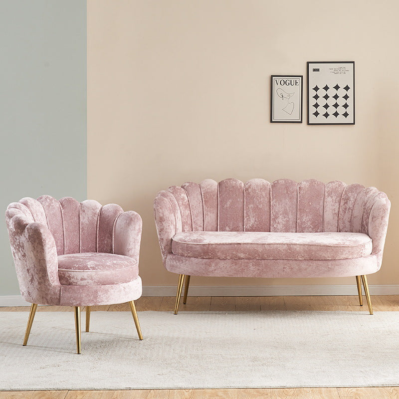 Scandinavian Velvet Wood Petal Sofa