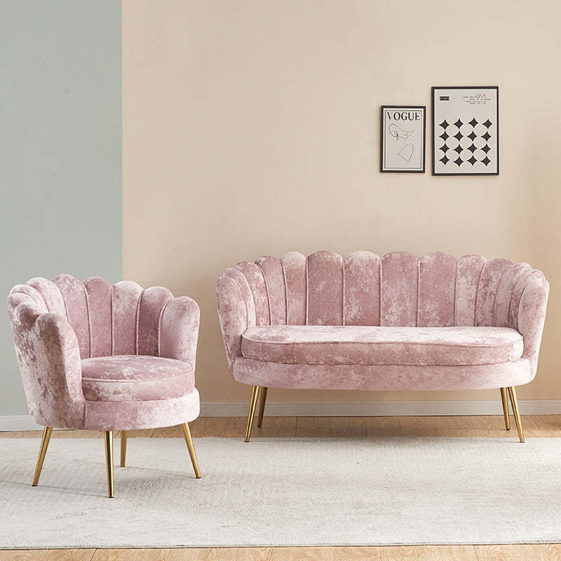 Scandinavian Velvet Wood Petal Sofa